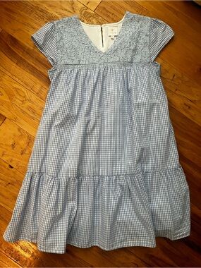 Jmarie Light Blue Gingham Smocked Bodice Dress